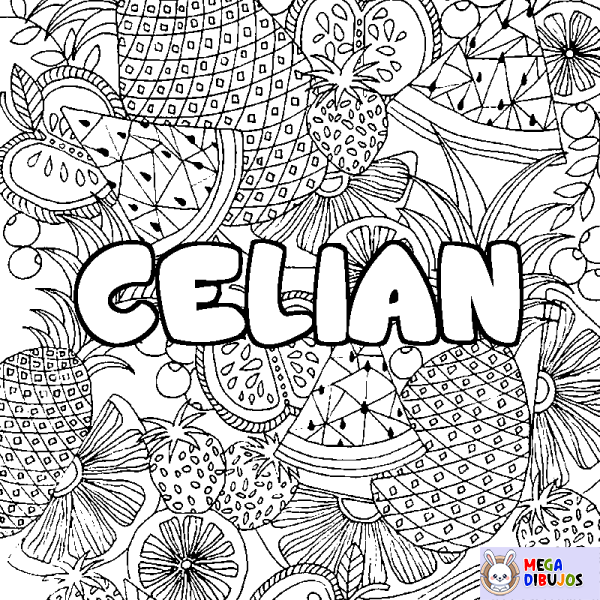 Coloración del nombre CELIAN - decorado mandala de frutas