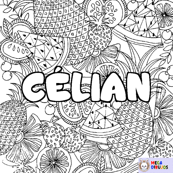 Coloración del nombre C&Eacute;LIAN - decorado mandala de frutas