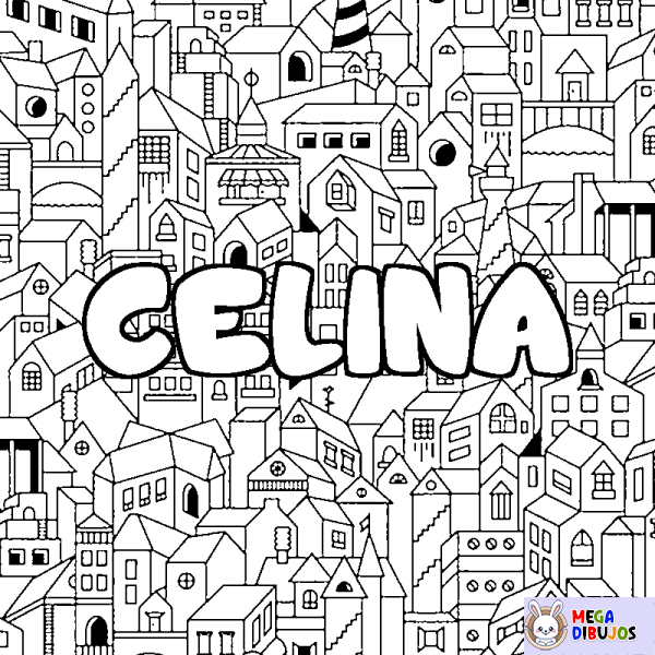 Coloración del nombre CELINA - decorado ciudad