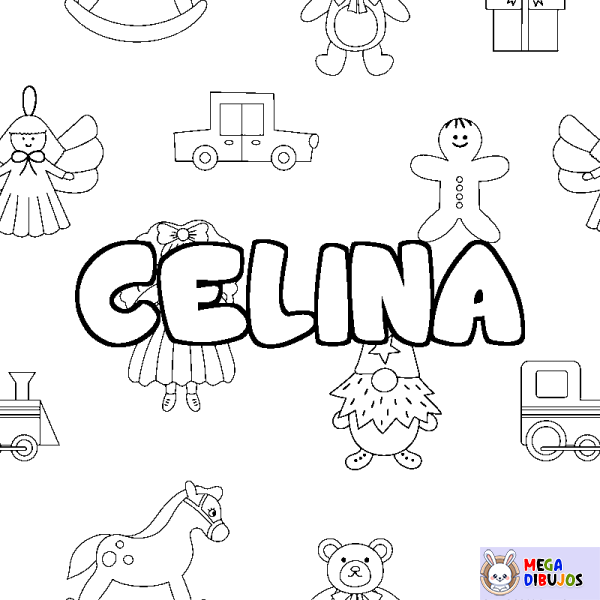 Coloración del nombre CELINA - decorado juguetes