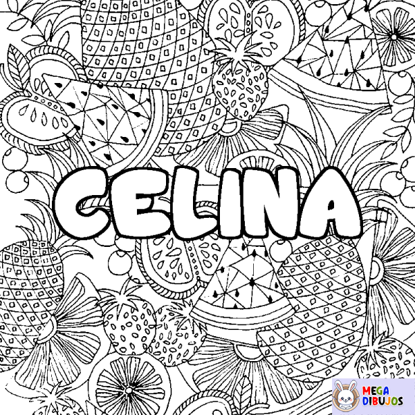 Coloración del nombre CELINA - decorado mandala de frutas