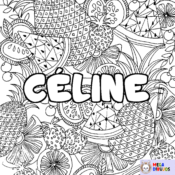 Coloración del nombre C&Eacute;LINE - decorado mandala de frutas