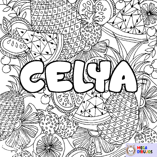 Coloración del nombre CELYA - decorado mandala de frutas