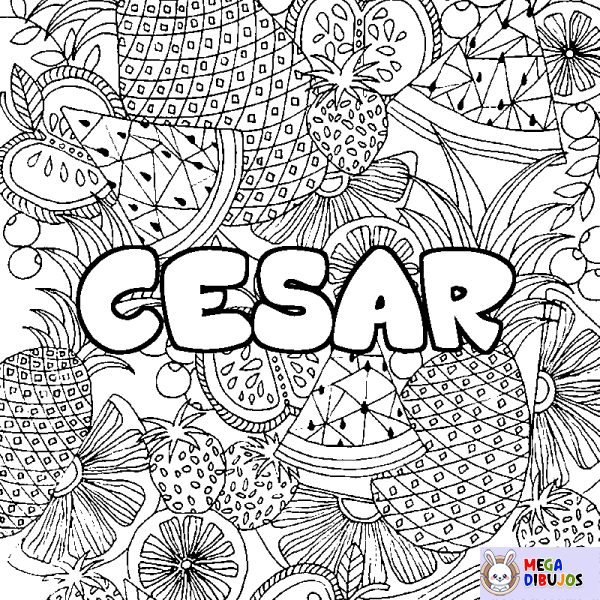 Coloración del nombre CESAR - decorado mandala de frutas