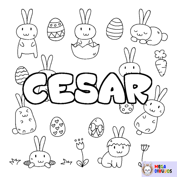 Coloración del nombre CESAR - decorado Pascua