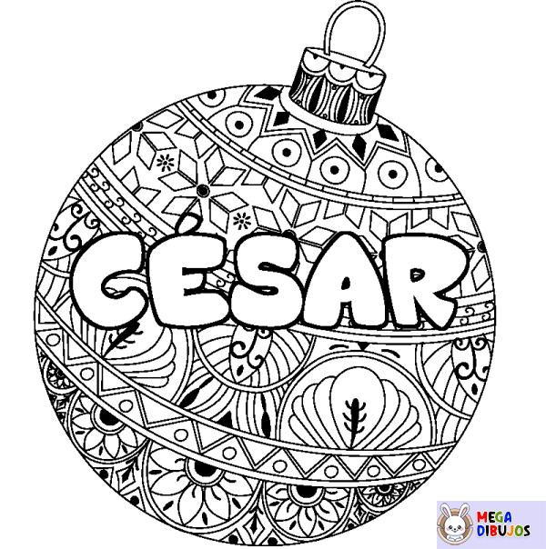 Coloración del nombre C&Eacute;SAR - decorado bola de Navidad