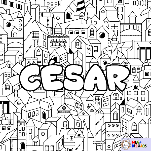 Coloración del nombre C&Eacute;SAR - decorado ciudad