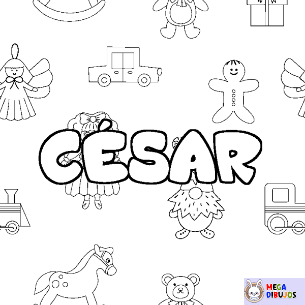 Coloración del nombre C&Eacute;SAR - decorado juguetes