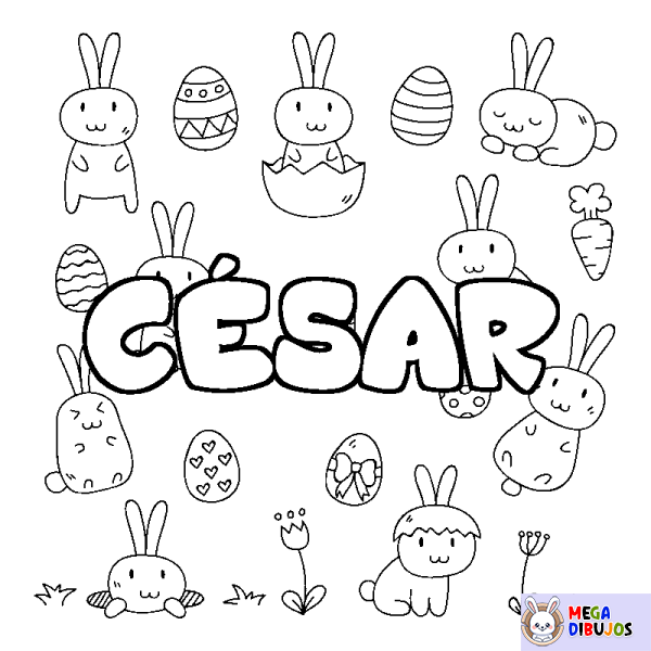 Coloración del nombre C&Eacute;SAR - decorado Pascua