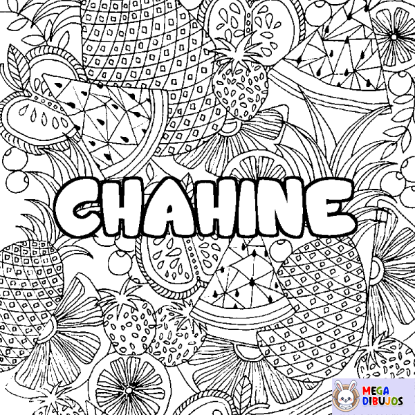 Coloración del nombre CHAHINE - decorado mandala de frutas