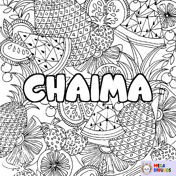 Coloración del nombre CHAIMA - decorado mandala de frutas