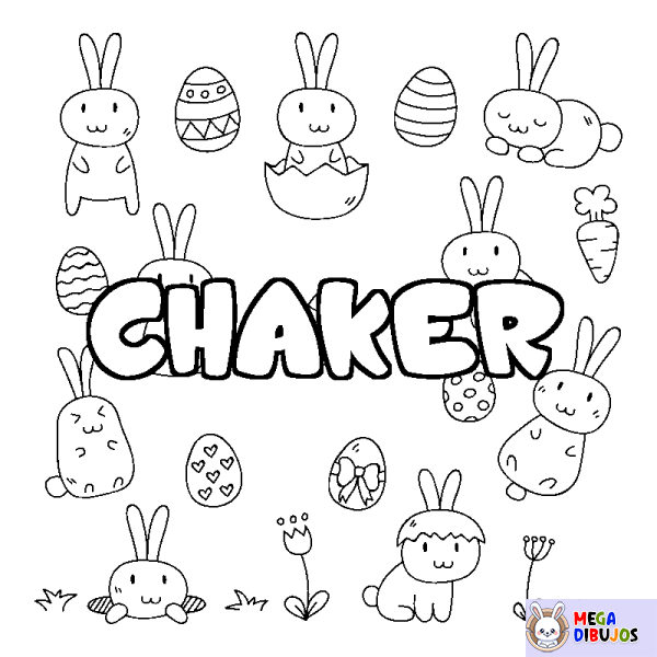 Coloración del nombre CHAKER - decorado Pascua