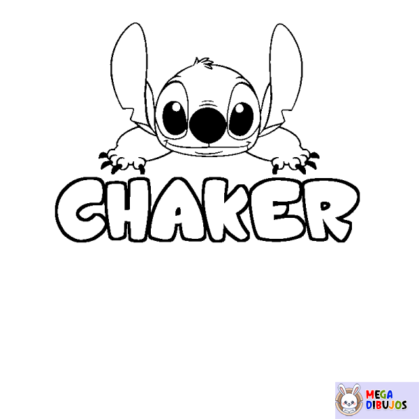 Coloración del nombre CHAKER - decorado Stitch