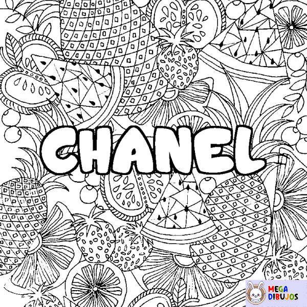 Coloración del nombre CHANEL - decorado mandala de frutas