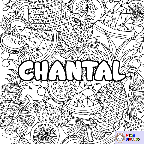 Coloración del nombre CHANTAL - decorado mandala de frutas