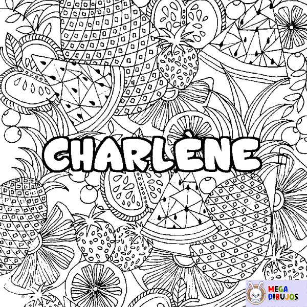 Coloración del nombre CHARL&Egrave;NE - decorado mandala de frutas