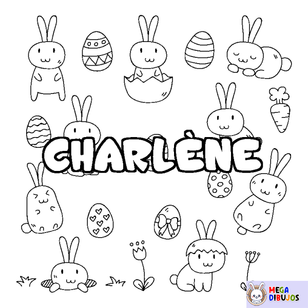 Coloración del nombre CHARL&Egrave;NE - decorado Pascua