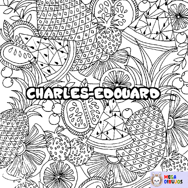 Coloración del nombre CHARLES-EDOUARD - decorado mandala de frutas