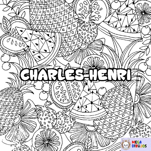 Coloración del nombre CHARLES-HENRI - decorado mandala de frutas