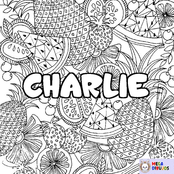 Coloración del nombre CHARLIE - decorado mandala de frutas