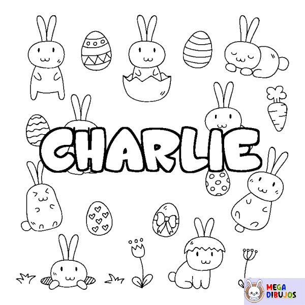 Coloración del nombre CHARLIE - decorado Pascua