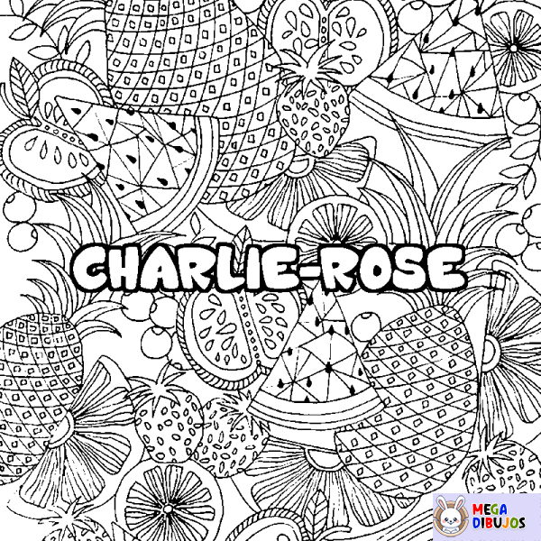 Coloración del nombre CHARLIE-ROSE - decorado mandala de frutas