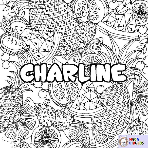 Coloración del nombre CHARLINE - decorado mandala de frutas