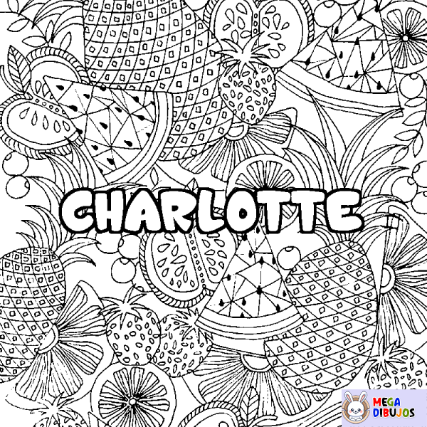 Coloración del nombre CHARLOTTE - decorado mandala de frutas