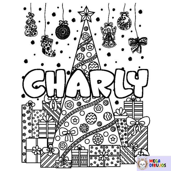 Coloración del nombre CHARLY - decorado &aacute;rbol de Navidad y regalos