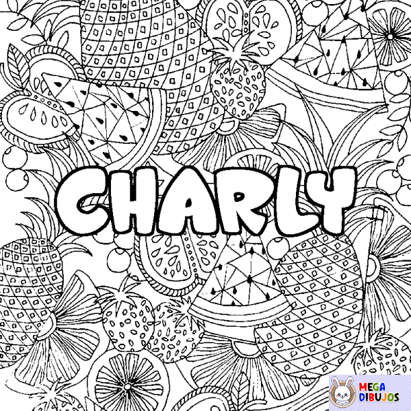 Coloración del nombre CHARLY - decorado mandala de frutas