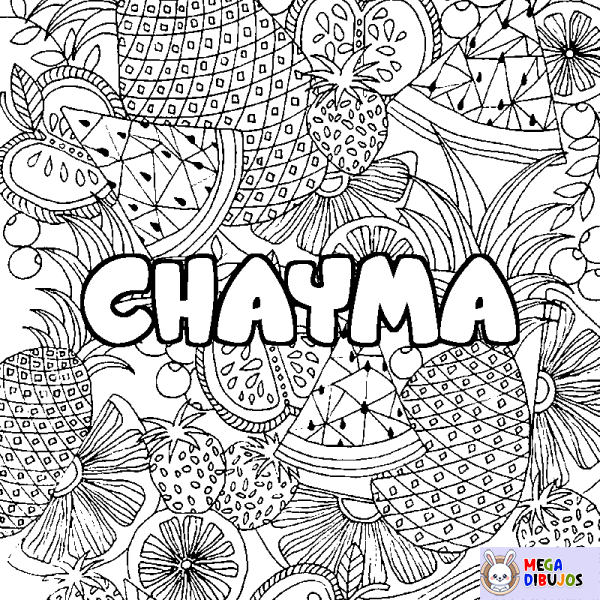 Coloración del nombre CHAYMA - decorado mandala de frutas