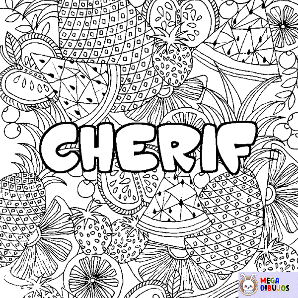 Coloración del nombre CHERIF - decorado mandala de frutas