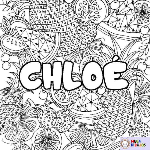 Coloración del nombre CHLO&Eacute; - decorado mandala de frutas