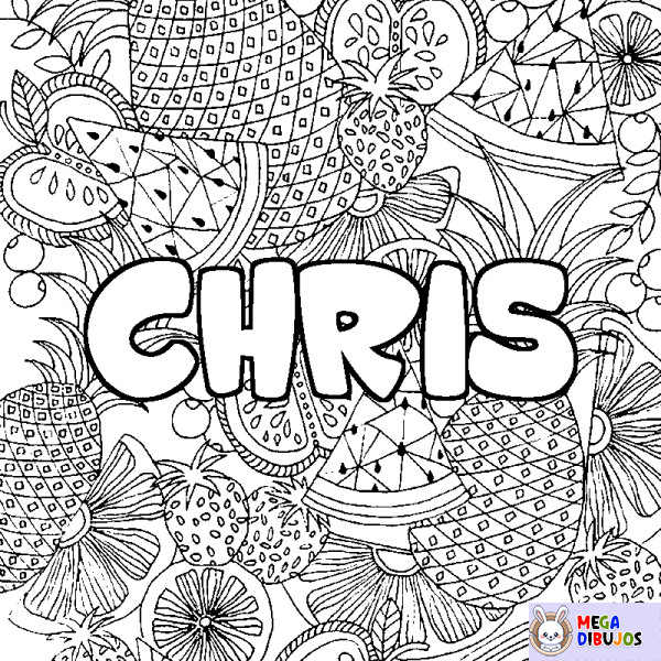 Coloración del nombre CHRIS - decorado mandala de frutas