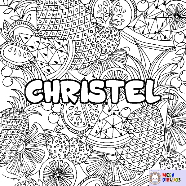 Coloración del nombre CHRISTEL - decorado mandala de frutas