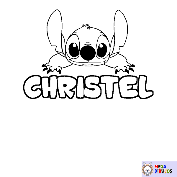 Coloración del nombre CHRISTEL - decorado Stitch