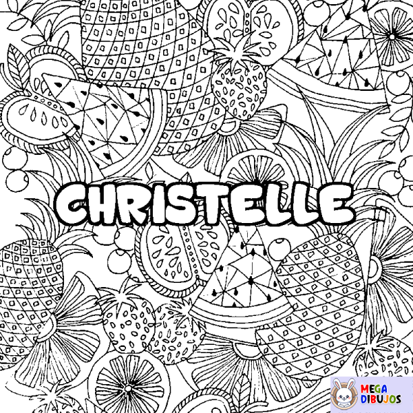 Coloración del nombre CHRISTELLE - decorado mandala de frutas