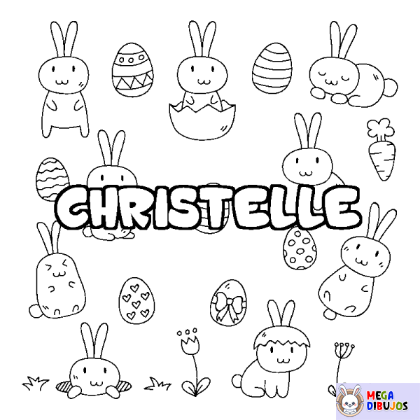 Coloración del nombre CHRISTELLE - decorado Pascua