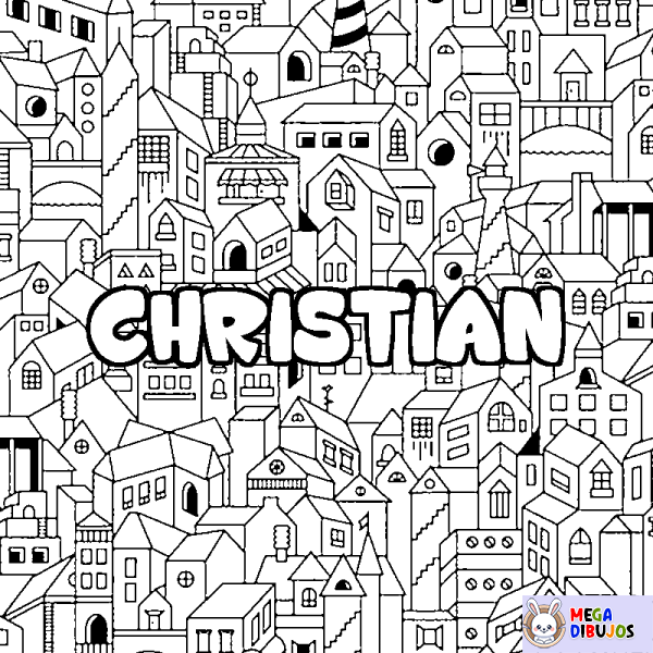 Coloración del nombre CHRISTIAN - decorado ciudad