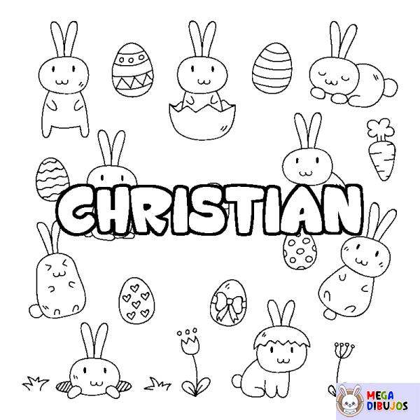 Coloración del nombre CHRISTIAN - decorado Pascua