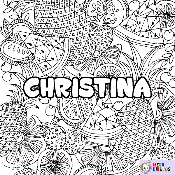 Coloración del nombre CHRISTINA - decorado mandala de frutas