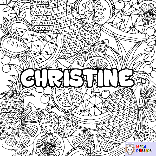 Coloración del nombre CHRISTINE - decorado mandala de frutas