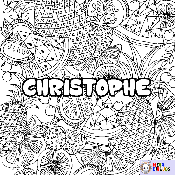 Coloración del nombre CHRISTOPHE - decorado mandala de frutas