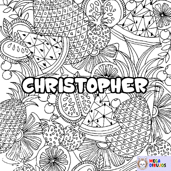 Coloración del nombre CHRISTOPHER - decorado mandala de frutas