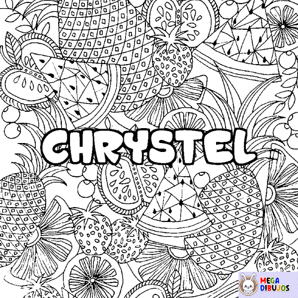 Coloración del nombre CHRYSTEL - decorado mandala de frutas