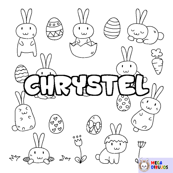 Coloración del nombre CHRYSTEL - decorado Pascua