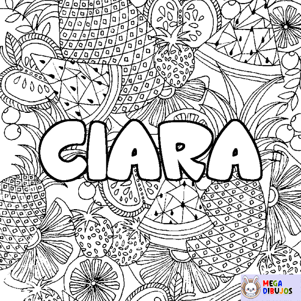 Coloración del nombre CIARA - decorado mandala de frutas