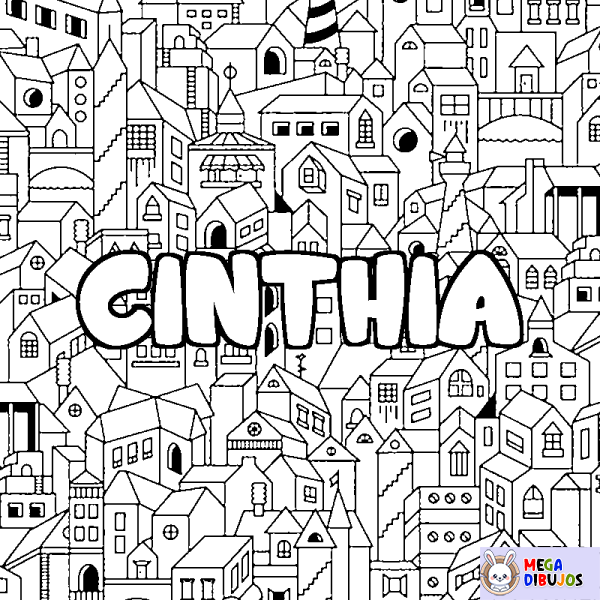 Coloración del nombre CINTHIA - decorado ciudad