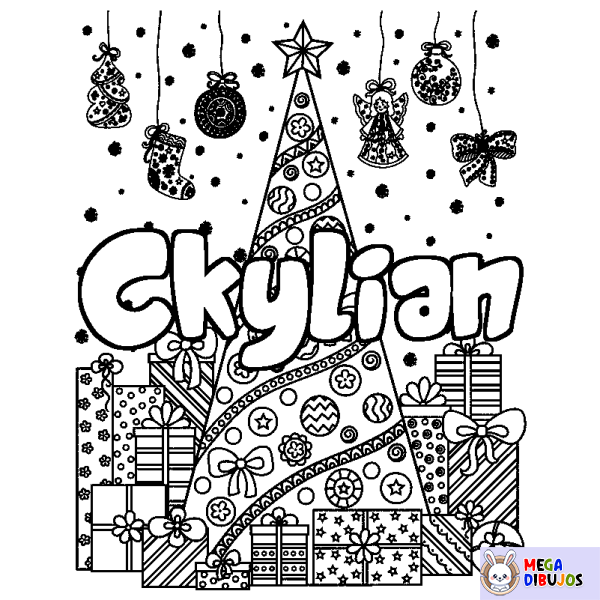 Coloración del nombre Ckylian - decorado &aacute;rbol de Navidad y regalos