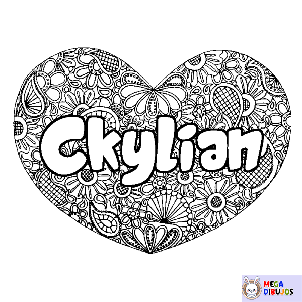 Coloración del nombre Ckylian - decorado mandala de coraz&oacute;n